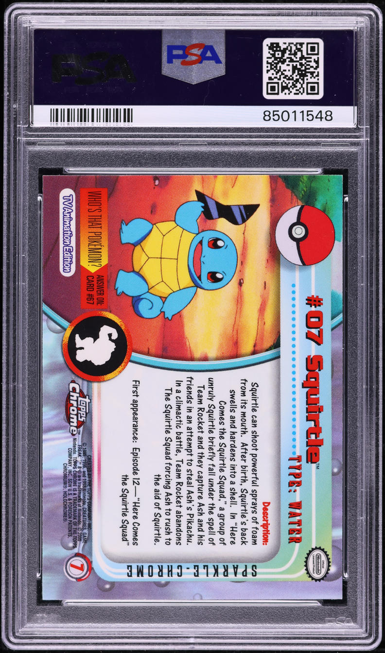 2000 TOPPS CHROME POKEMON SERIES 1 SPARKLE SQUIRTLE #7 PSA 10 GEM MINT