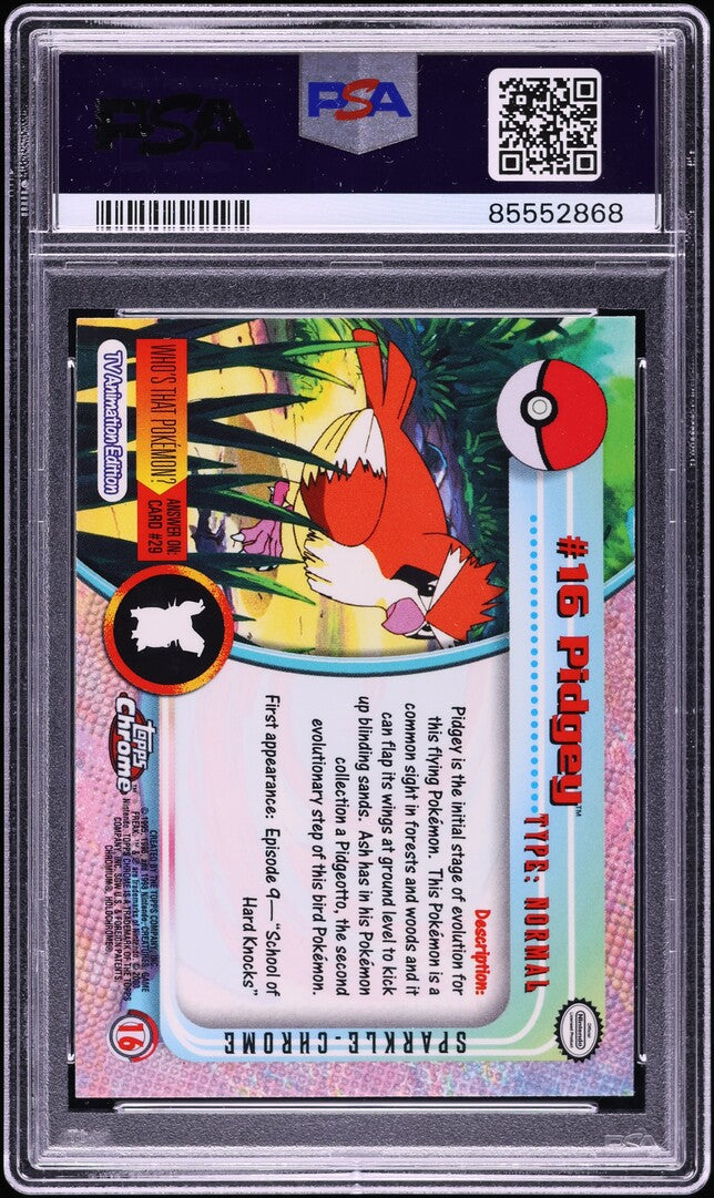 2000 TOPPS CHROME POKEMON SERIES 1 SPARKLE PIDGEY #16 PSA 10 GEM MINT