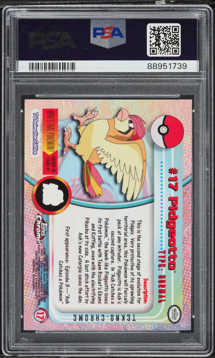 2000 TOPPS CHROME POKEMON SERIES 1 TEKNO PIDGEOTTO #17 PSA 10 GEM MINT