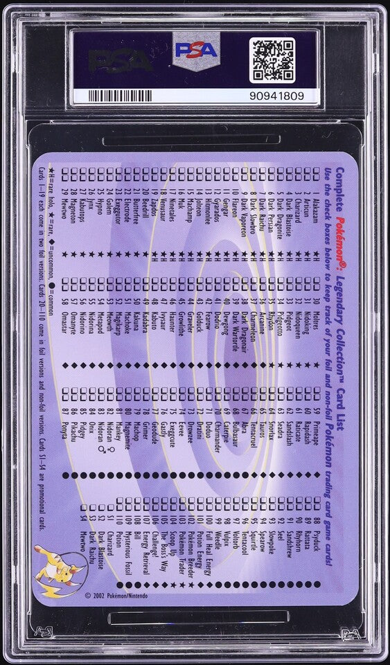 2002 POKEMON LEGENDARY COLLECTION BOX TOPPER DARK BLASTOISE #S2 PSA 9 MINT