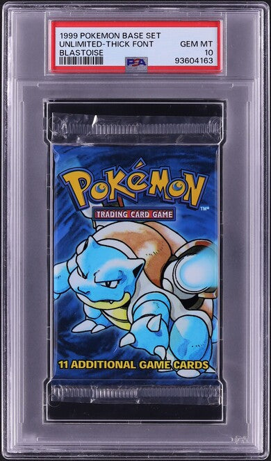 how much were pokemon booster packs in 1999 1999 POKEMON BASE SET THICK FONT BLASTOISE BOOSTER PACK PSA 10 – lowpopping