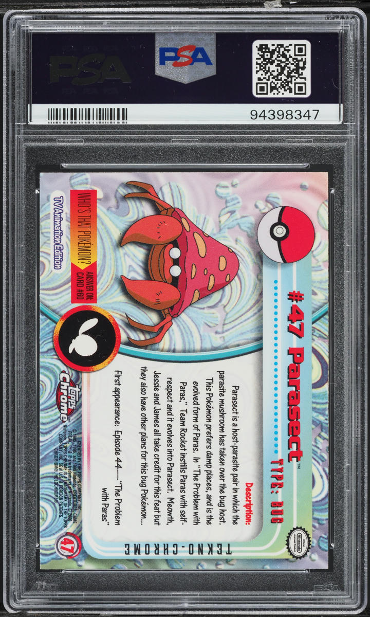 2000 TOPPS CHROME POKEMON SERIES 1 TEKNO PARASECT #47 PSA 10 GEM MINT
