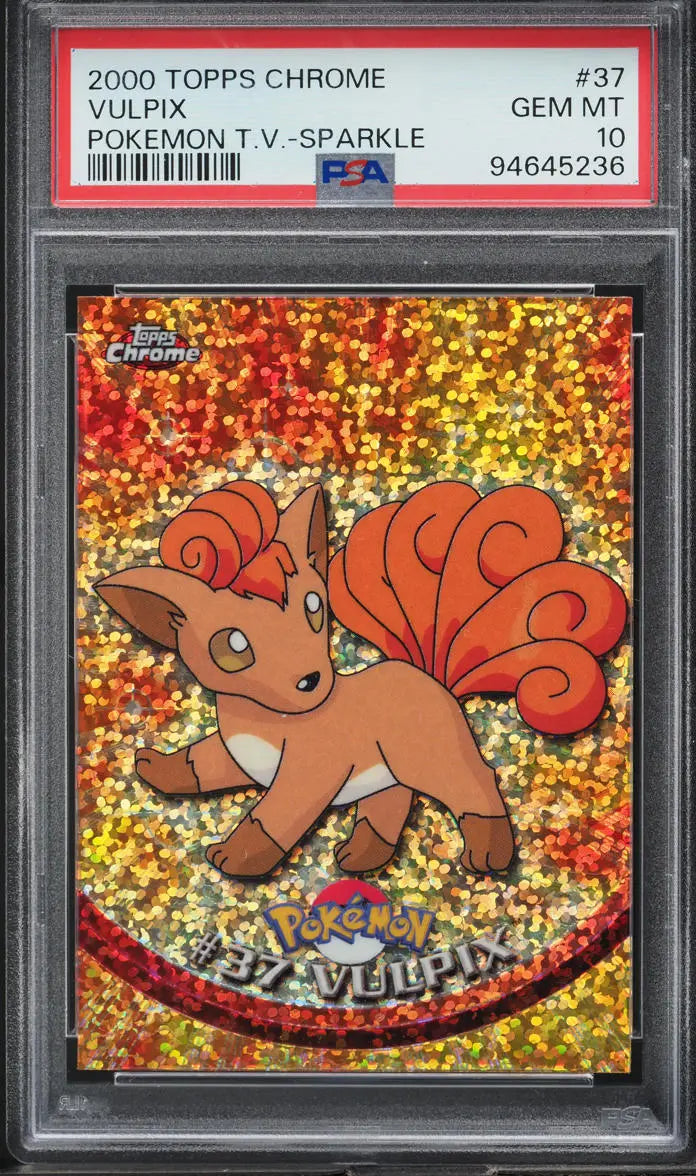 2000 TOPPS CHROME POKEMON SERIES 1 SPARKLE VULPIX #37 PSA 10 GEM