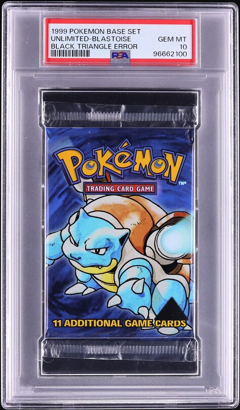 1999 POKEMON BASE SET BLACK TRIANGLE ERROR BLASTOISE BOOSTER PACK PSA lowpopping 1999 POKEMON BASE SET BLACK TRIANGLE ERROR BLASTOISE BOOSTER PACK PSA lowpopping