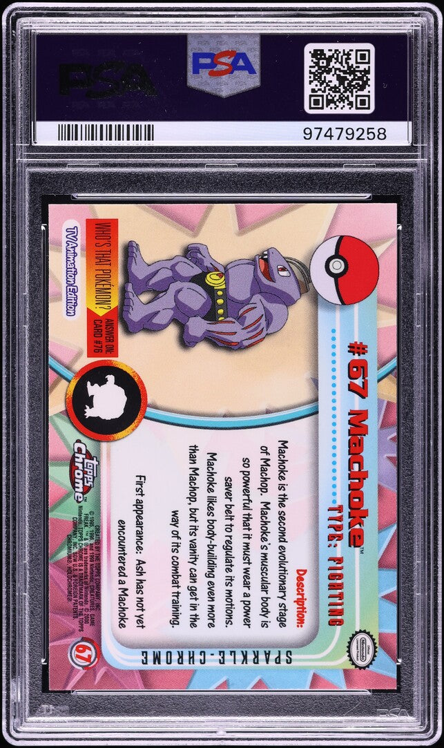 2000 TOPPS CHROME POKEMON SERIES 1 SPARKLE MACHOKE #67 PSA 10