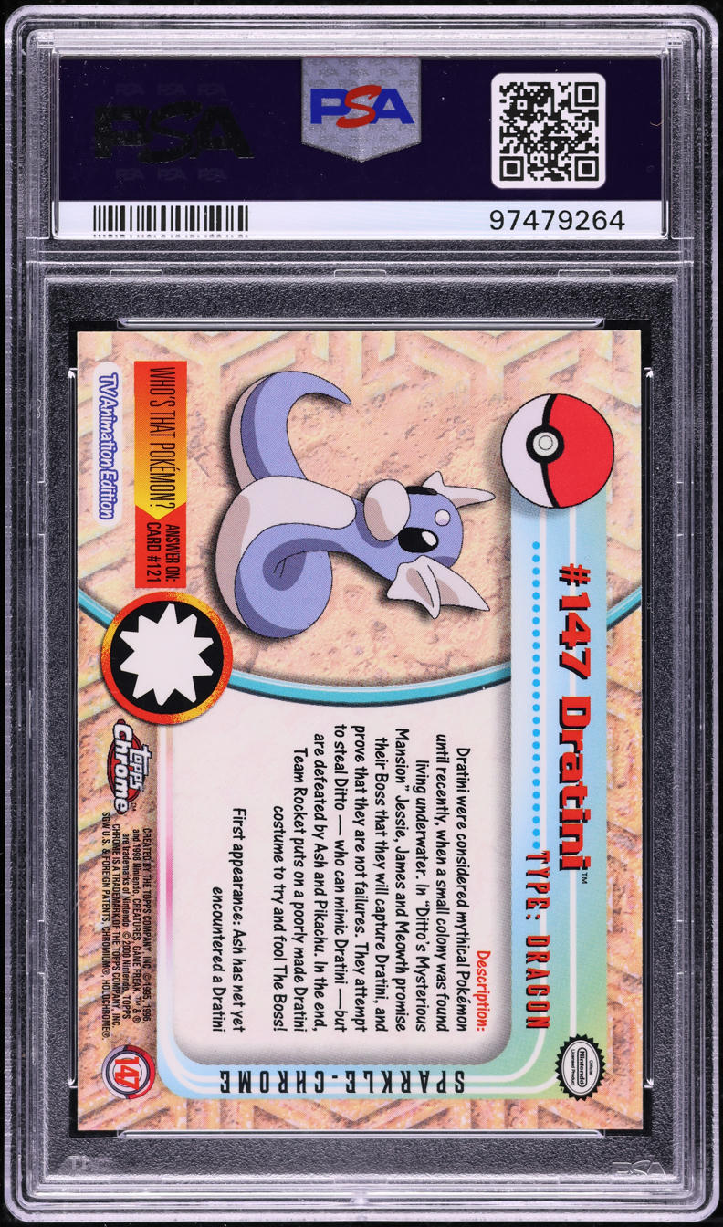 2000 TOPPS CHROME POKEMON SERIES 2 SPARKLE DRATINI #147 PSA 10 GEM MINT