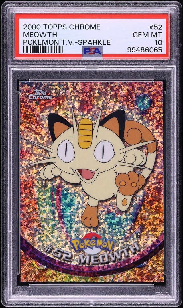2000 TOPPS CHROME POKEMON SERIES 1 SPARKLE MEOWTH #52 PSA 10 GEM MINT lowpopping 2000 TOPPS CHROME POKEMON SERIES 1 SPARKLE MEOWTH #52 PSA 10 GEM MINT lowpopping