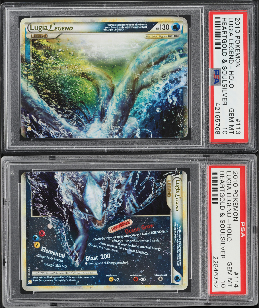 2010 POKEMON HEARTGOLD & SOULSILVER HOLO LUGIA LEGEND PAIR PSA 10 GEM lowpopping 2010 POKEMON HEARTGOLD & SOULSILVER HOLO LUGIA LEGEND PAIR PSA 10 GEM lowpopping
