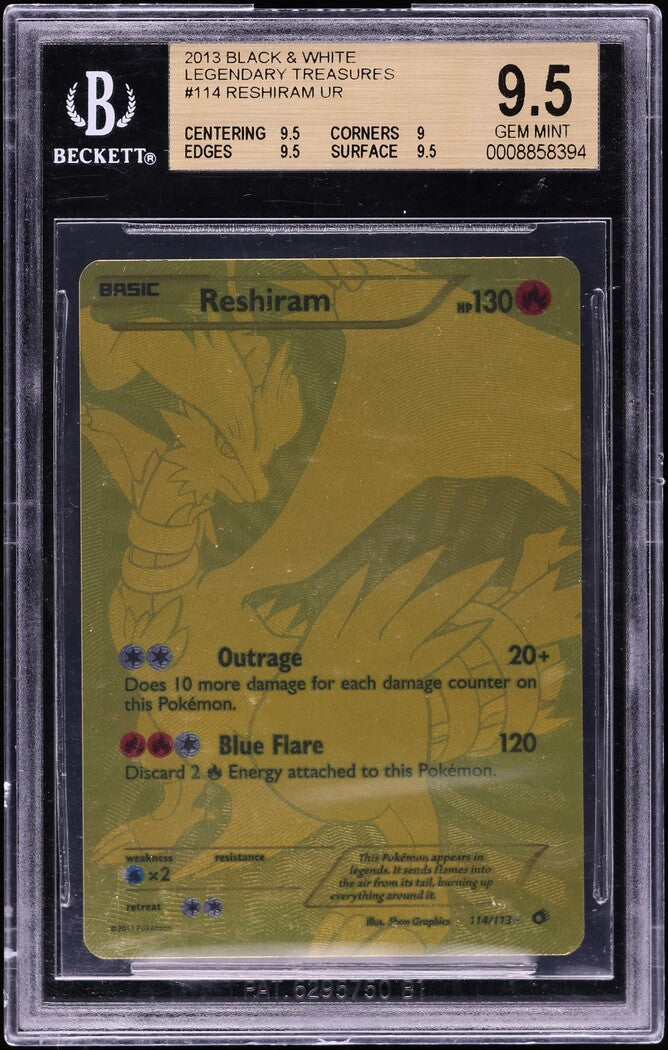 2013 POKEMON BW LEGENDARY TREASURES FULL ART HOLO RESHIRAM #114 BGS 9.5