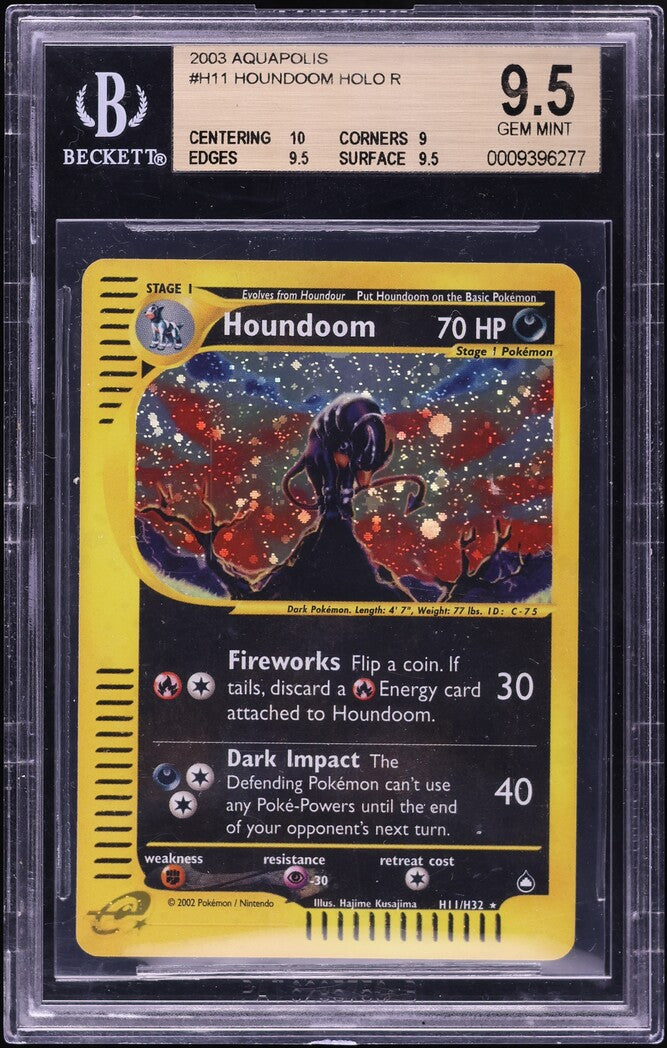 2003 POKEMON AQUAPOLIS HOLO HOUNDOOM #H11 BGS 9.5 GEM MINT