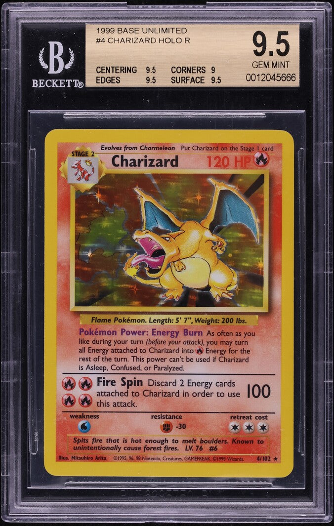 1999 POKEMON BASE SET HOLO CHARIZARD #4 BGS 9.5 GEM MINT