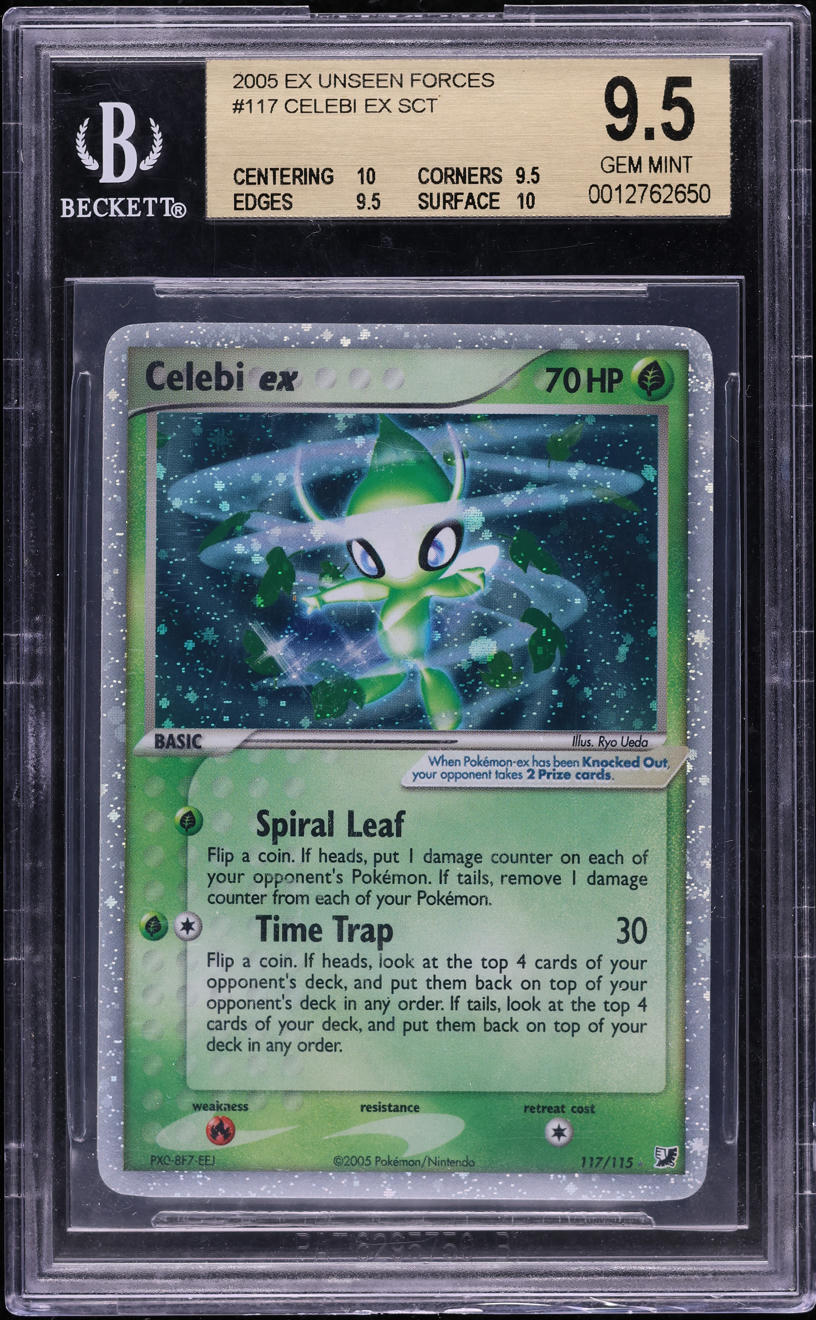 2005 POKEMON EX UNSEEN FORCES HOLO CELEBI EX #117 BGS 9.5 GEM MINT