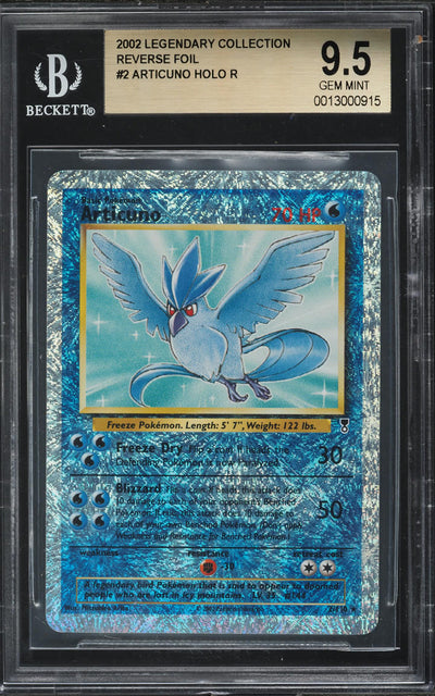 2002 POKEMON LEGENDARY COLLECTION REVERSE HOLO ARTICUNO #2 BGS 9.5 GEM MINT