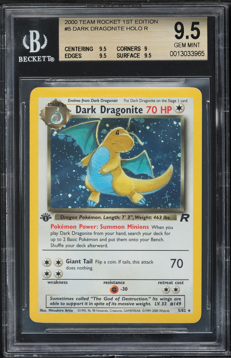2000 POKEMON TEAM ROCKET 1ST EDITION HOLO DARK DRAGONITE #5 BGS 9.5 GEM MINT
