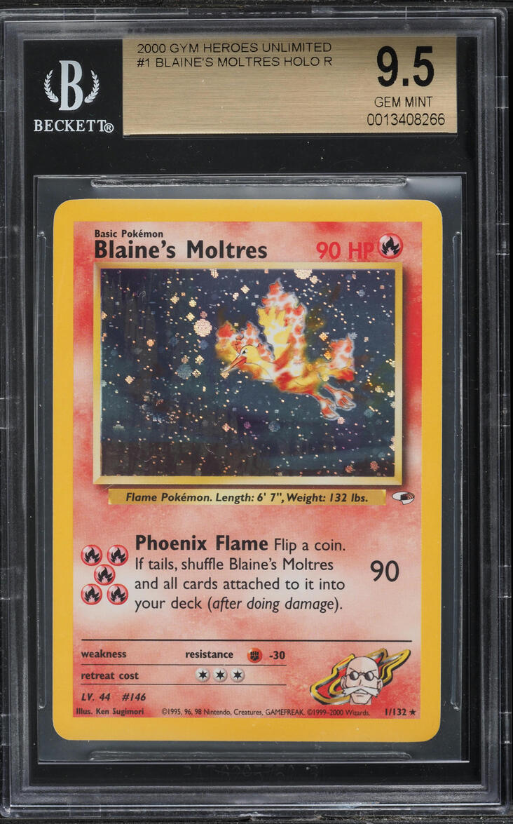 2000 POKEMON GYM HEROES HOLO BLAINE'S MOLTRES #1 BGS 9.5 GEM MINT