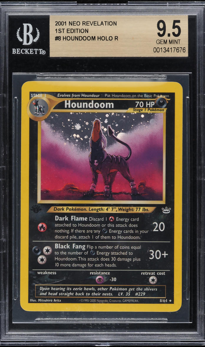 2001 POKEMON NEO REVELATION 1ST EDITION HOLO HOUNDOOM #8 BGS 9.5 GEM MINT