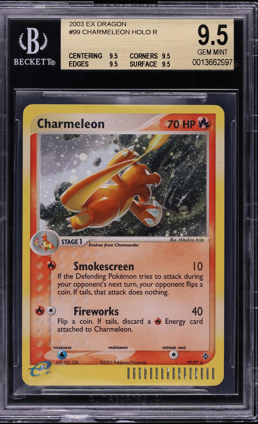 2003 POKEMON EX DRAGON HOLO CHARMELEON #99 BGS 9.5 GEM MINT