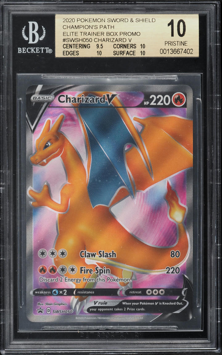 2020 POKEMON SWSH ELITE TRAINER FULL ART CHARIZARD V BGS 10 PRISTINE