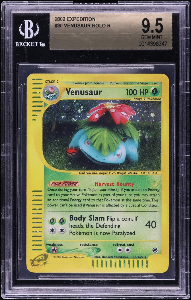 2002 POKEMON EXPEDITION HOLO VENUSAUR #30 BGS 9.5 GEM MINT