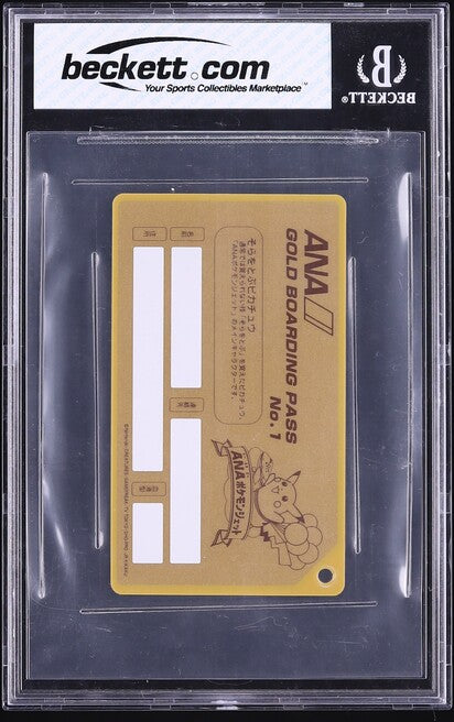 1997 POKEMON JAPANESE ANA GOLD BOARDING PASS FLYING PIKACHU #1 BGS 8 NM-MT