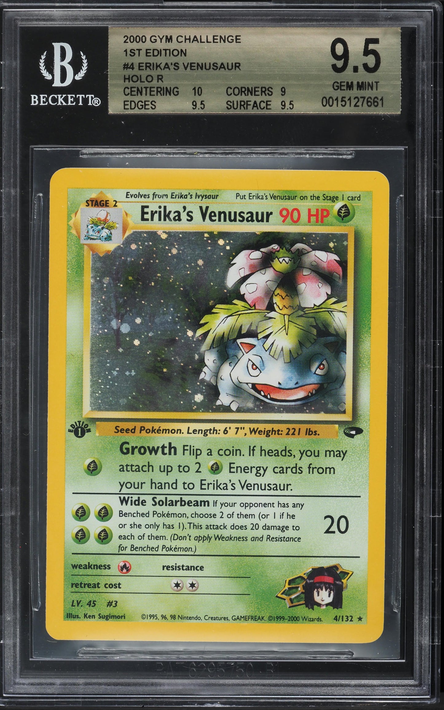 2000 POKEMON GYM CHALLENGE 1ST EDITION HOLO ERIKA'S VENUSAUR #4 BGS 9.5 GEM MINT