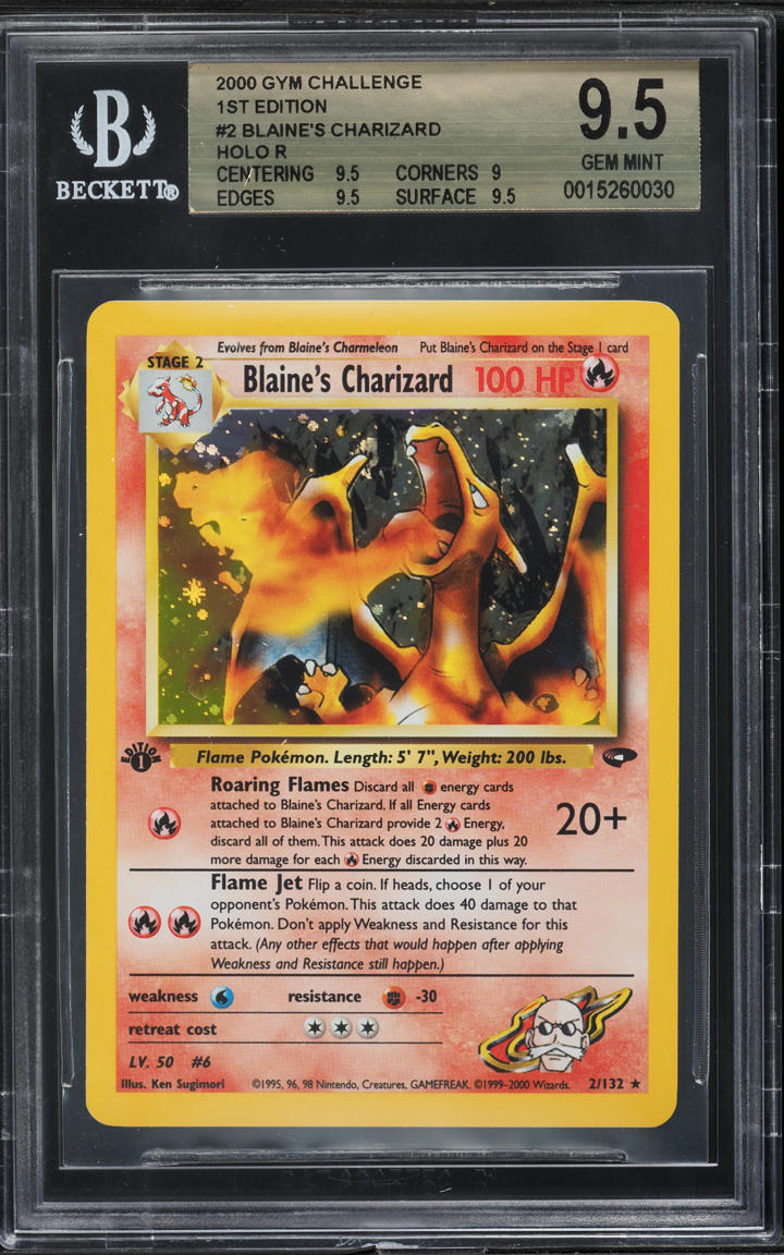2000 POKEMON GYM CHALLENGE 1ST EDITION HOLO BLAINE'S CHARIZARD BGS 9.5 GEM MINT