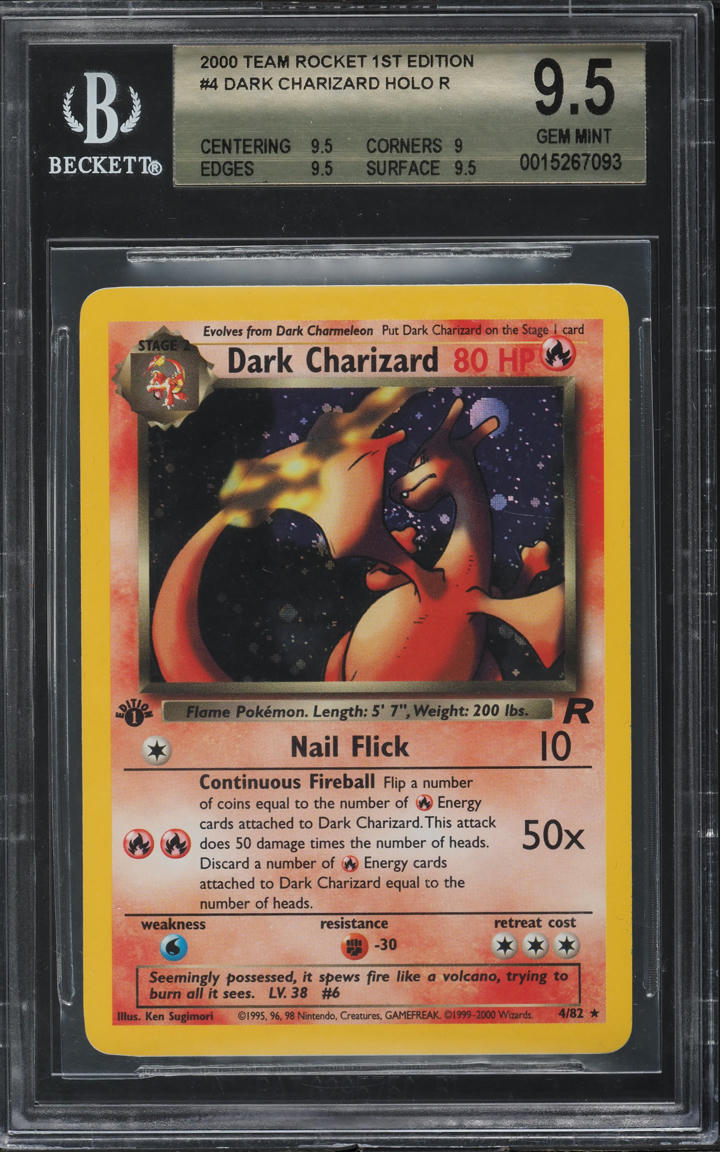 2000 POKEMON TEAM ROCKET 1ST EDITION HOLO DARK CHARIZARD #4 BGS 9.5 GEM MINT