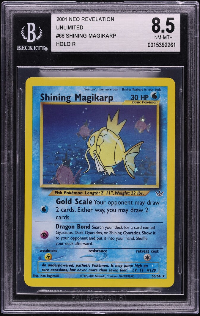 2001 POKEMON NEO REVELATION SHINING MAGIKARP #66 BGS 8.5 NM-MT+