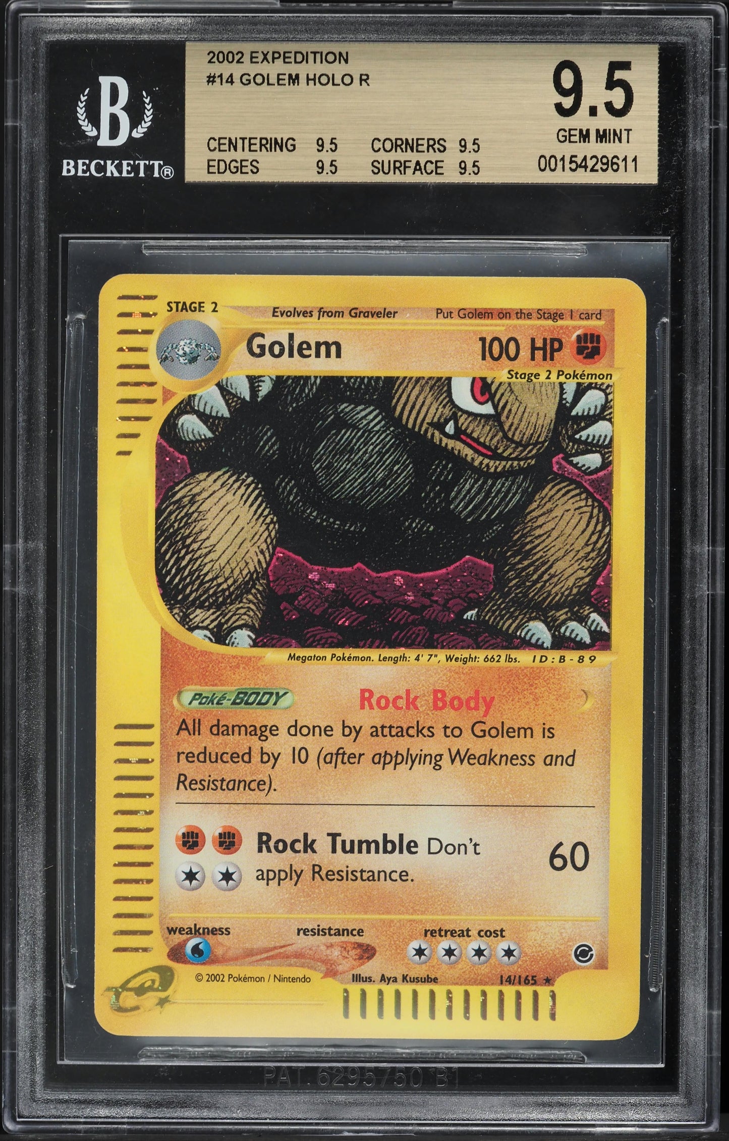 2002 POKEMON EXPEDITION HOLO GOLEM #14 BGS 9.5 GEM MINT