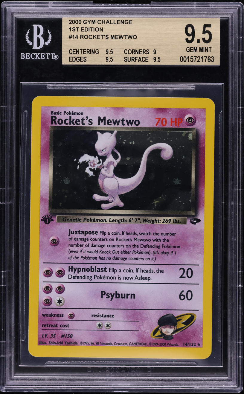 2000 POKEMON GYM CHALLENGE 1ST EDITION HOLO ROCKET'S MEWTWO #14 BGS 9.5 GEM MINT