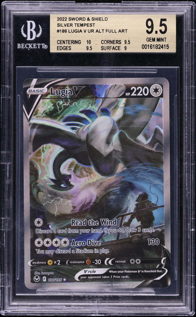 2022 POKEMON SWORD & SHIELD SILVER TEMPEST ALT ART LUGIA V #186 BGS 9.5 GEM MINT
