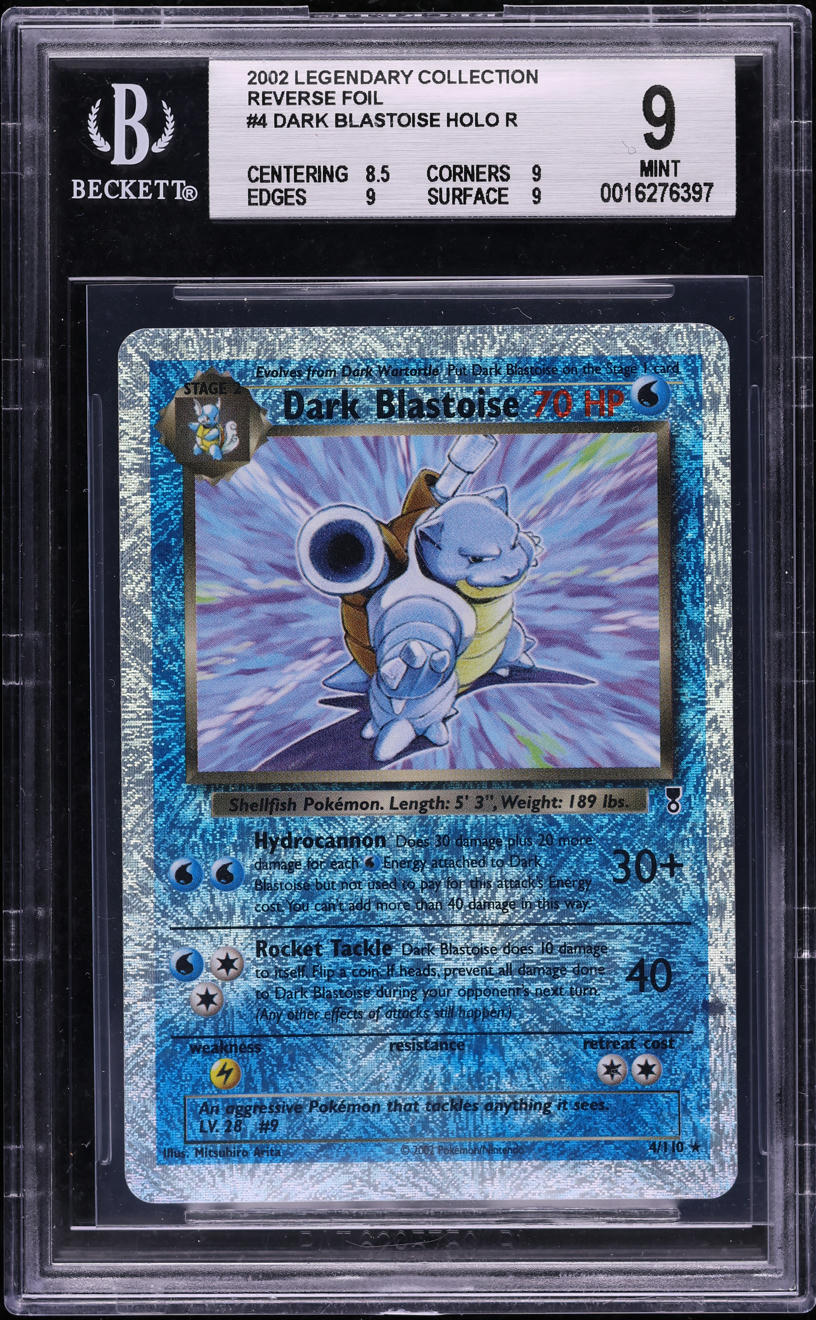 2002 POKEMON LEGENDARY COLLECTION REVERSE HOLO DARK BLASTOISE #4 BGS 9 MINT