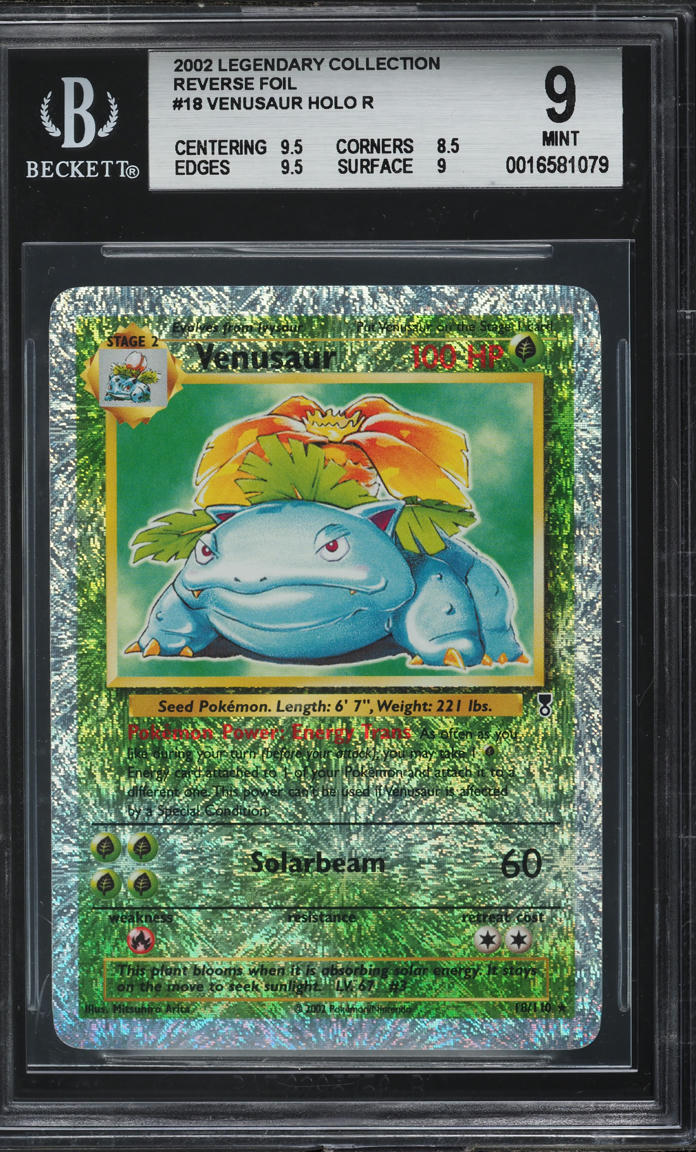 2002 POKEMON LEGENDARY COLLECTION REVERSE HOLO VENUSAUR 18 BGS 9 MINT