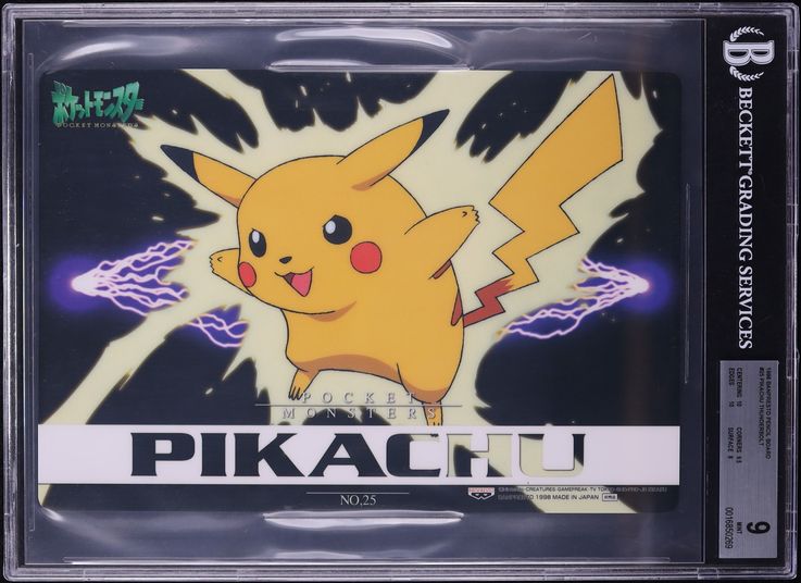 1998 POKEMON PIKACHU PENCIL BOARD BGS 9