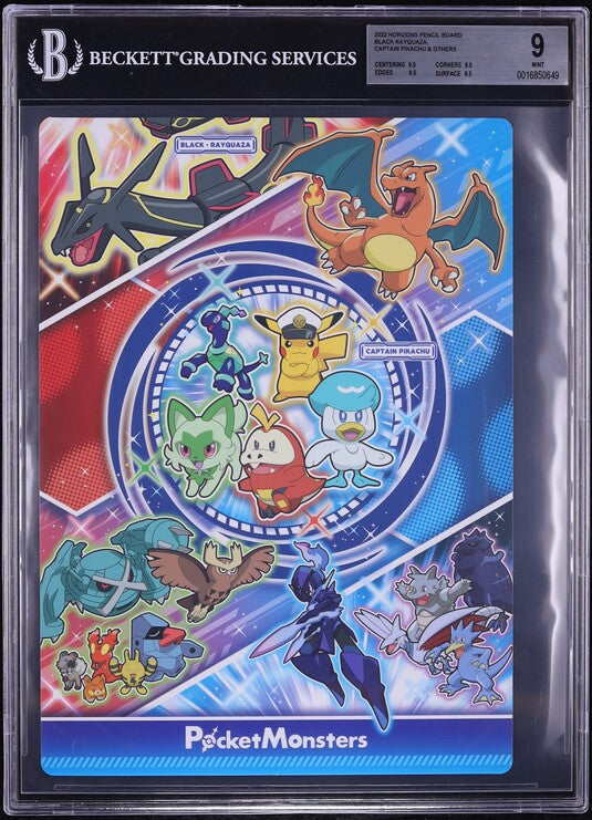 2022 POKEMON BLACK RAYQUAZA CHARIZARD & OTHERS PENCIL BOARD BGS 9