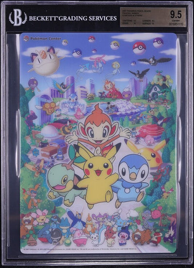 2007 POKEMON CHIMCHAR PIPLUP & TURTWIG PENCIL BOARD BGS 9.5