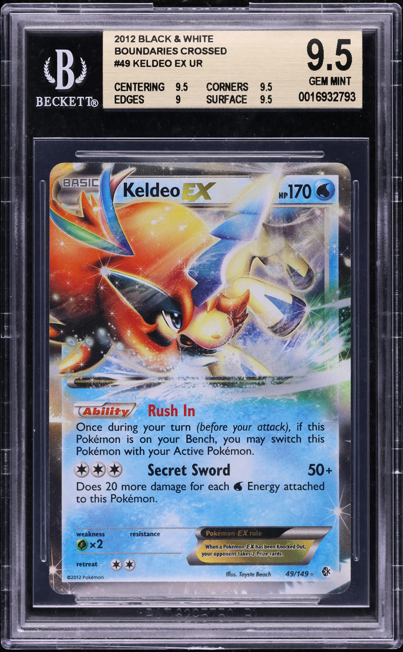 2012 POKEMON BLACK & WHITE BOUNDARIES CROSSED HOLO KELDEO EX #49 BGS 9.5