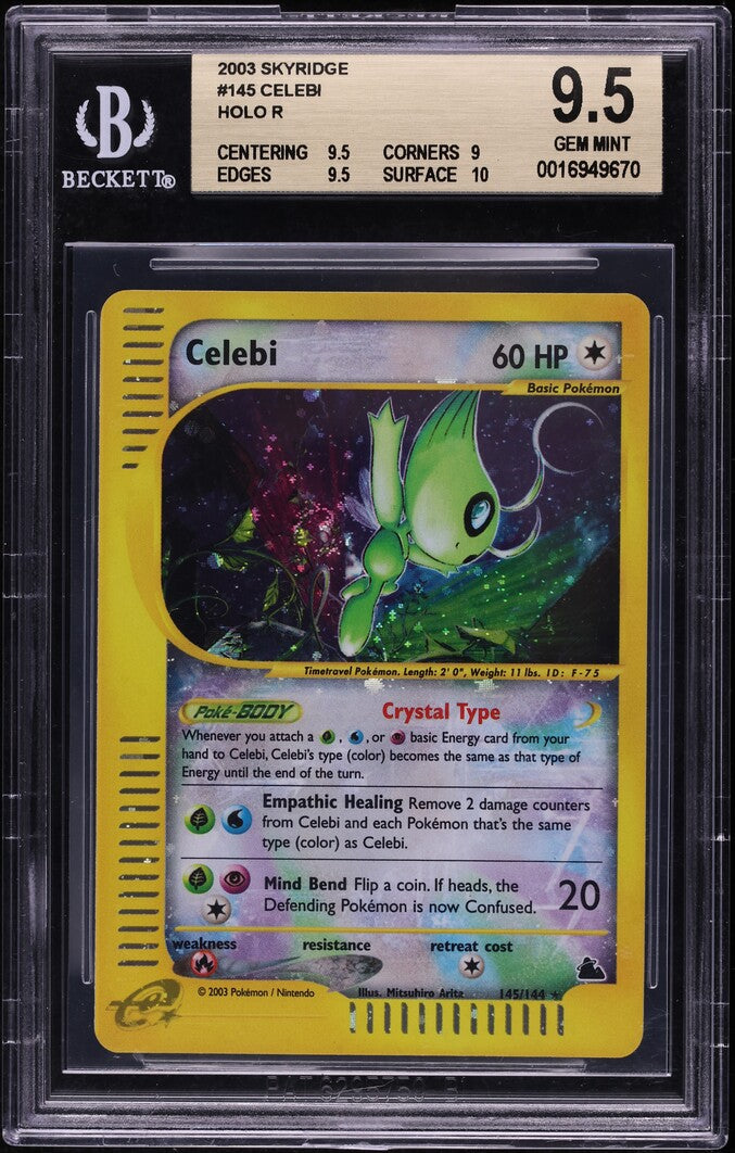 2003 POKEMON SKYRIDGE HOLO CRYSTAL CELEBI #145 BGS 9.5