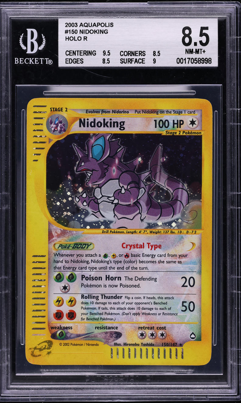 2003 POKEMON AQUAPOLIS HOLO CRYSTAL NIDOKING #150 BGS 8.5