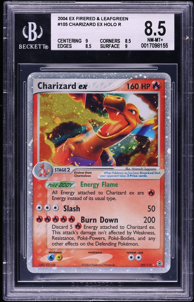 2004 POKEMON EX FIRE RED & LEAF GREEN HOLO CHARIZARD EX #105 BGS 8.5 NM-MT+