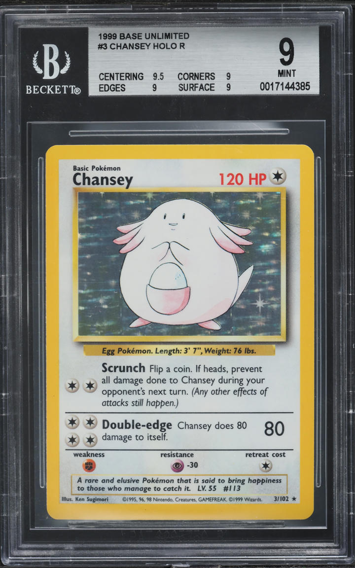 1999 POKEMON BASE SET HOLO CHANSEY #3 BGS 9 MINT