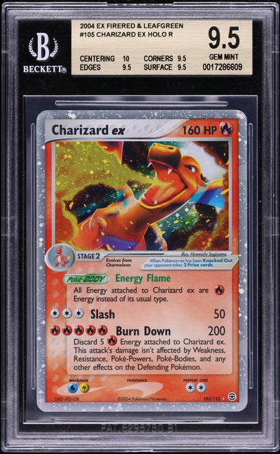 2004 POKEMON EX FIRE RED AND LEAF GREEN HOLO CHARIZARD EX #105 BGS 9.5 GEM MINT