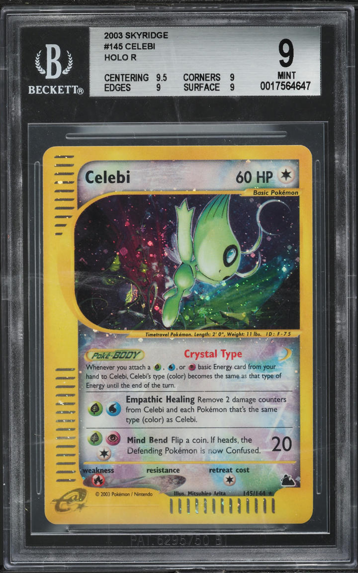 2003 POKEMON SKYRIDGE HOLO CRYSTAL CELEBI #145 BGS 9