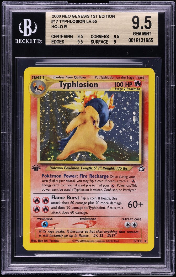 2000 POKEMON NEO GENESIS 1ST EDITION HOLO TYPHLOSION #17 BGS 9.5 GEM MINT
