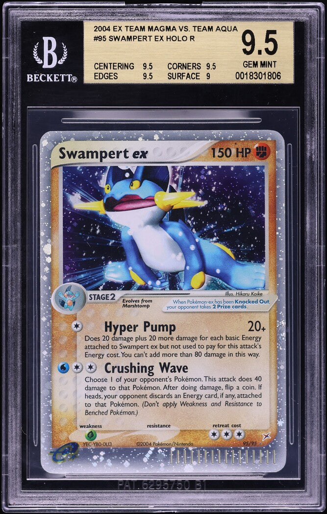2004 POKEMON EX TEAM MAGMA VS. TEAM AQUA SWAMPERT EX #95 BGS 9.5 GEM MINT