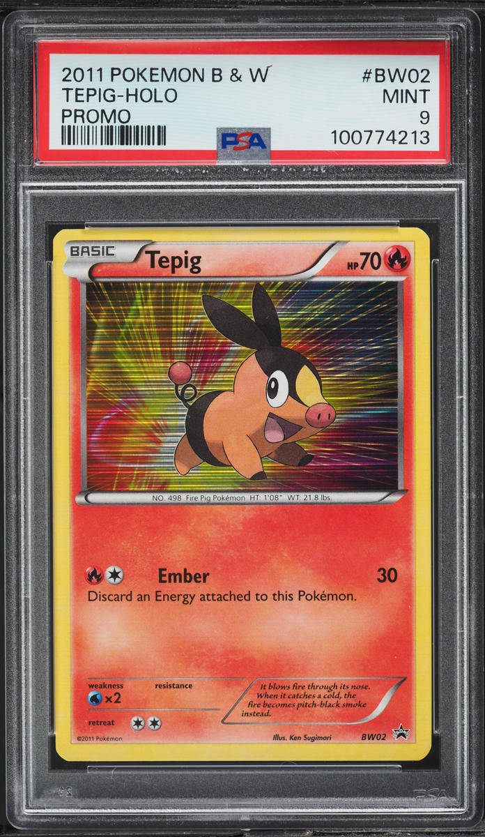 2011 POKEMON BLACK & WHITE BLACK STAR PROMO HOLO TEPIG #BW02 PSA 9 MINT