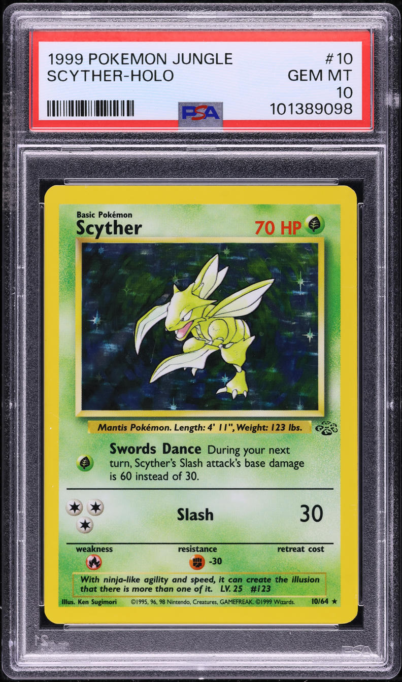 1999 POKEMON JUNGLE HOLO SCYTHER #10 PSA 10 GEM MINT