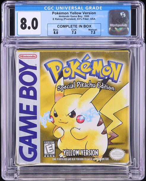 1999 POKEMON YELLOW VERSION NINTENDO GAME BOY GB CGC 8.0 CIB