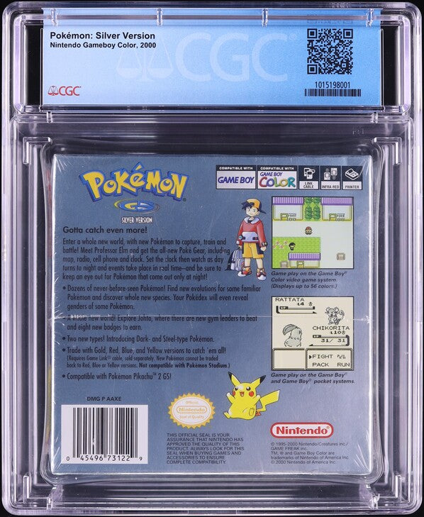 2000 POKEMON SILVER VERSION NINTENDO GAME BOY COLOR GBC CGC 8.5 A+ SEALED