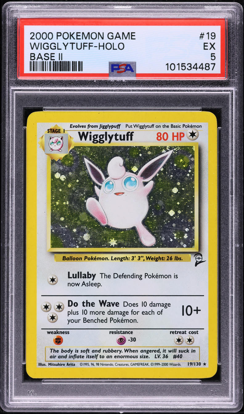 2000 POKEMON BASE SET 2 HOLO WIGGLYTUFF #19 PSA 5 EX
